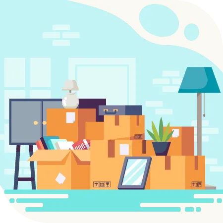 background image with boxes and household items for junk removal in fort pierce