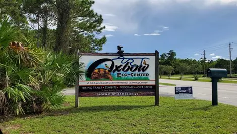 Oxbow Eco-Center Sign by road in Port St Lucie, Florida